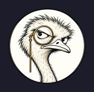 Ostrich Media Co. logo: an ostrich wearing a monocle.