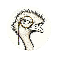 Ostrich Media Co. Logo Ostrich Media Co. logo: an ostrich wearing a monocle.